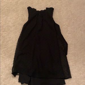 black dress from Nordstrom with black tie neck